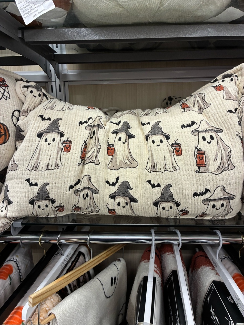 Halloween Ghost Print Decorative Pillow - Cream